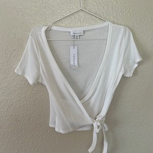 top shop cropped wrap shirt